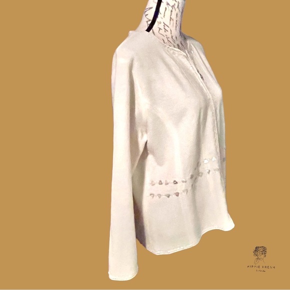 Nygard Collection Sparkling Embellished Full Zip Boiled Wool Cream Cardigan L - Picture 11 of 11